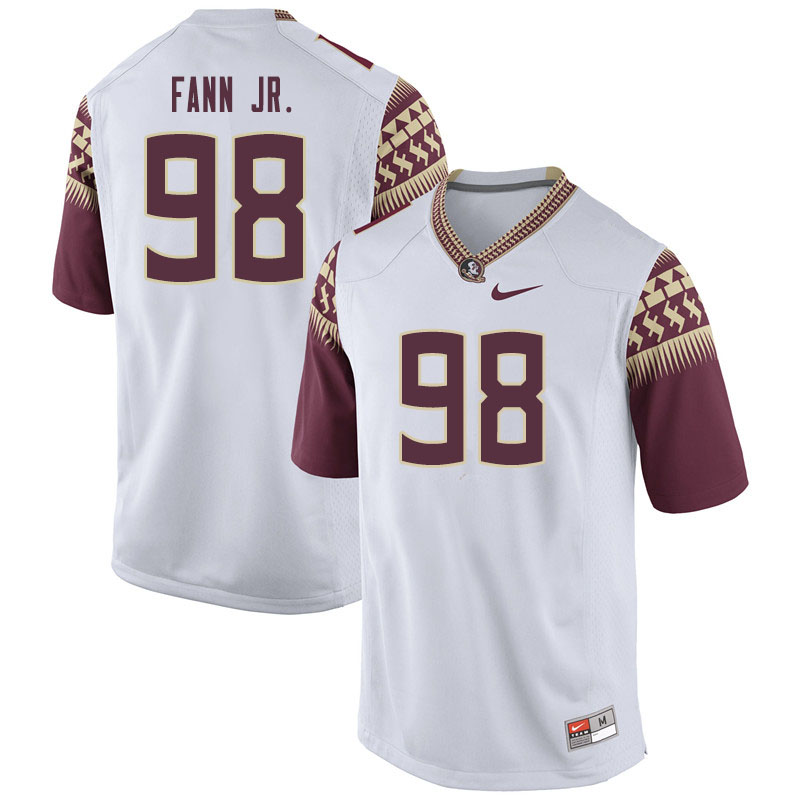 Men #98 Curtis Fann Jr. Florida State Seminoles College Football Jerseys Sale-White